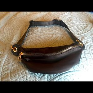 Black satin Fanny pack, wear around the waist